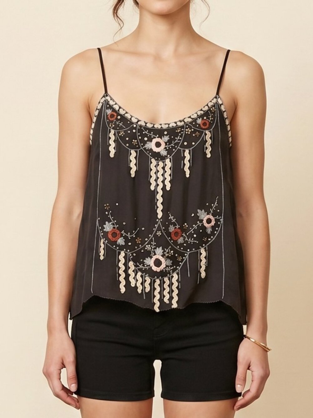 Matthew Williamson Purple Beaded Embellished Cami Top Size UK 10 US Medium Stain